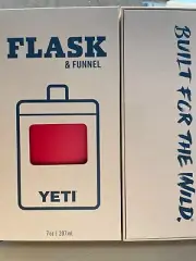 YETI FLASK * RESCUE RED! * 7oz Stainless Steel w/Funnel Brand New in box w/tags