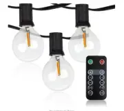 LED Outdoor 50 ft. Plug-In Globe Bulb String Light with 25 Sockets & Remote new