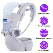 Baby Carrier with Hip Seat, 9 Ergonomic Positions Front and Backpack