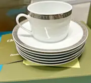 New Set of 12, Original Box Christoffel Porcelain Tea Cups and Saucers
