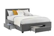NNEKG Bed Frame Venice 3 Drawer Collection (Charcoal King)