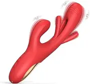 Flapping Rabbit G Spot Vibrator Dildo Sex Toy for Women Clit Stimulator Vibrator Massager with 7 Tongue Flapping 7 Vibration Modes for Vaginal Nipple Anal Stimulation Waterproof Female Adult Sex Toys (Red)