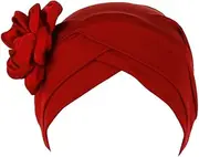[Generic] Women African Turban Flower Pre-Tied Head Wrap Floral Stretchy Beanie Cap Headwear Head Turbans