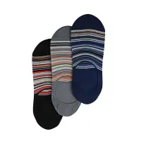 在飛比找Yahoo奇摩購物中心優惠-Paul Smith多色條紋棉質混紡船型襪三件裝(黑x灰x深