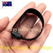 10 x BLACK Hook and Loop Re-Usable Cable Ties, Tie Strap Nylon Fastener