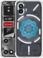 Glisten - Nothing Phone 2 Case, Nothing Phone 2 Clear Case - Mandala Teal Printed Slim Fit Flexible Clear Transparent Shockproof Designer Back Case/Cover for Nothing Phone 2 only.