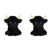 2x Keeleco Shaggy Cow Soft Stuffed Animal Plush Kids/Children Toy 18cm Black 3+