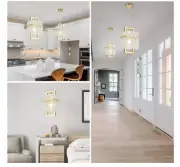 Gold Crystal Pendant Light for Kitchen Island, Luxury Water Gold L7"*H12"