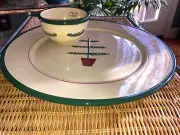 Park Designs FEATHER TREE Christmas 14"Round Serving Platter & Bowl Chip/Dip NEW