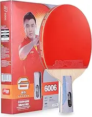 Table Tennis Bat with Premium Rubber Protector, Professional Ping Pong Racket for Intermediate and Advanced / 6 Stars/Short Handle