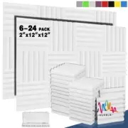 White Acoustic Foam Panels Soundproofing Foam Home Studio Wall Panel 6-24 Pcs
