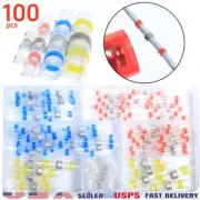 100PCS Heat Shrink Butt Wire Splice Connectors Seal Crimp Terminal Waterproof US