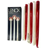 Vintage Lenox Candles 1978 12” Set of 6 Red & White Tapers Code 512