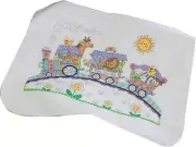 Personalized DIY Baby Quilt Kit - Stamped Cross Stitch with Animal Train Design