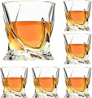 Premium Crystal Whiskey Glasses Set of 6, Large Lead-Free Crystal Glass, Tasting Cups Scotch Glasses, Old Fashioned Glass, Tumblers for Drinking Irish Whisky, Bourbon, Tequila (Twist, 10 oz)