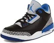 [Nike] Air Jordan 3 Retro "Sport Blue" - 136064 007, Black/Sport Blue-wolf Grey, 9 US