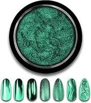 Chrome Nail Powder Mirror Effect Metallic Dust Holographic Glitter Glazed Manicure Decoration Reflective Pigment for DIY Gel Polish Nail Art, Resin Craft, Gifts (14darkgreen)