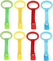 SHOWERORO Crib Hanging Ring Baby Pull Ring 8pcs Infants Toys for Learning to Stand