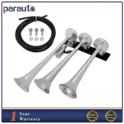 Train Air Horn 3 Trumpets Chrome Plated For Truck Car SUV Loud Sound 135dB 12V