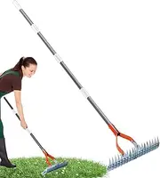 Hand Rake Garden Tool, Adjustable Long Handle Cultivator Garden Hand Rake, Ergonomic Portable Gardening Tools Tiller Cultivator for Enthusiasts