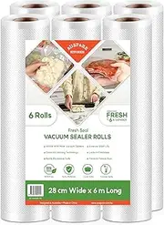 AUSPURE Vacuum Food Sealer, 6 Rolls 28 CM x 6M, Commercial Grade Vacuum Storage Bags, BPA Free, Food Saver for Meal Prep, Compatible with Most Sous Vide & Vac Machines