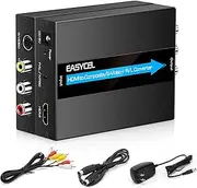 EASYCEL HDMI to S-Video RCA Converter with S-Video and RCA Cables, HDMI Svideo Adapter, HDMI to Composite AV CVBS Converter, HDMI in RCA + S-Video Out Converter(Aluminum)