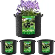 Fabric Grow Bags, 4X Non-Woven Flower Pots with Handles, Portable Planter Pot, Growing Bag for Planting Potato Vegetable Flower Greenhouse Gardening
