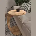 C Shaped End Table for Couch Small Places, Space Saver round Side Table for Sofa