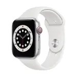 APPLE WATCH S6 GPS+LTE, 44MM 銀色鋁金屬錶殼 白色運動錶帶 _ 台灣公司貨 + 贈品