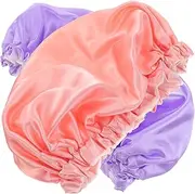 Hoement 2Pcs Shower Caps for Women Bonnets for Sleeping Lightweight Bathing Hats for Travel Hair From Moisture for Curls