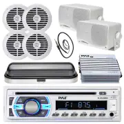 Bluetooth USB/AUX/MP3 Radio + Cover, 4x 4" + 2x 3.5" Speakers, 4-Ch Amp, Antenna
