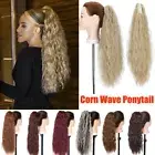 One Piece Claw In Ponytail Extensions Curly Blonde Drawstring Real As Human Hair