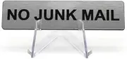 No Junk Mail Silver Acrylic Door Sign Engraved Plaque Letterbox Sign Self Adhesive Tape Waterproof