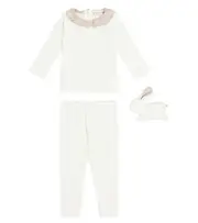 [Bonpoint] Bonpoint Baby Daisie top, pants, and stuffed animal set M 12 white