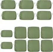14-Piece Patio Cushion Outdoor Covers with Zipper - Replacement for 7 Pieces 6 Seater Outdoor Furniture Sofa Covers Only for Sofa, Couch, Furniture (Cover ONLY)(Olive Green)