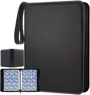 9 Pocket Card Binder, 900 Pockets Card Holder Folder Collector, Double Sided Pocket PU Card Collection Binder, Premium Zip Albums for MTG, TCG, Sports, Game Trading Cards (Black)