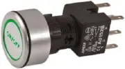 Apem ILLUMINATED PUSH BUTTON SWITCH 6A Latching DPDT IP65, LED 12V On/Off GREEN