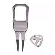 TaylorMade Carabiner Divot Tool with Ball Marker - Silver Color Tracking