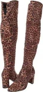 BNIB~Marc Fisher LULEY Leopard Chunky Heel Zip Over the Knee Boots 8.5M