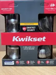 Kwikset Signature Juno Satin Nickel Smartkey Exterior Deadbolt Door Knob Pack
