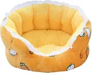 ＡＷＨＡＯ Cat Bed Plush Washable Sleeping Soft Snooze Cat Nest Dog Beds for Cats Puppy Kitten Dog, Yellow Large