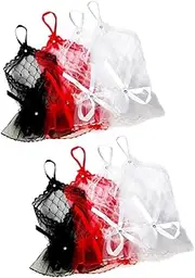 [VALICLUD] 4 Pairs Lace Fingerless Wedding Gloves Elegant Bridal Dress Accessories for Women for Parties Engagements and Special Occasions Red White Black Beige