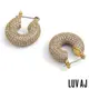 LUV AJ 好萊塢潮牌 金色鑲鑽 小寬版圓耳環 PAVE MINI DONUT HOOPS