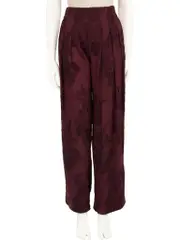 Burgundy Floral Jacquard Straight Trousers