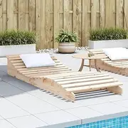 Solid Pine Wood Sun Lounger for Patio, Garden, Poolsides - Outdoor Recliner, Beach Chair for Adults, 205x80x31.5cm, Lawn Lounge, 70kg Capacity