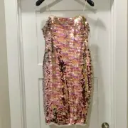 Aidan Mattox Rose Gold Sequin Mini Dress-Size 8