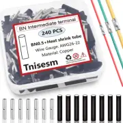 Tnisesm 120 Pcs 26-22 AWG Gauge Non Insulated Butt Connectors, Butt Splice Wire