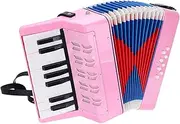 uxcell Accordion, 17 Keys 8 Bass Button Accordion Toy Mini Musical Instrument Lightweight for Adults Beginners Educational, Pink