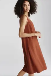EILEEN FISHER Paprika Tencel Viscose Crepe Camisole Dress Orange XXS $228