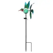 Solar Hummingbird Wind Spinner, Metal Kinetic Garden Stake Lights Wind Spinne...